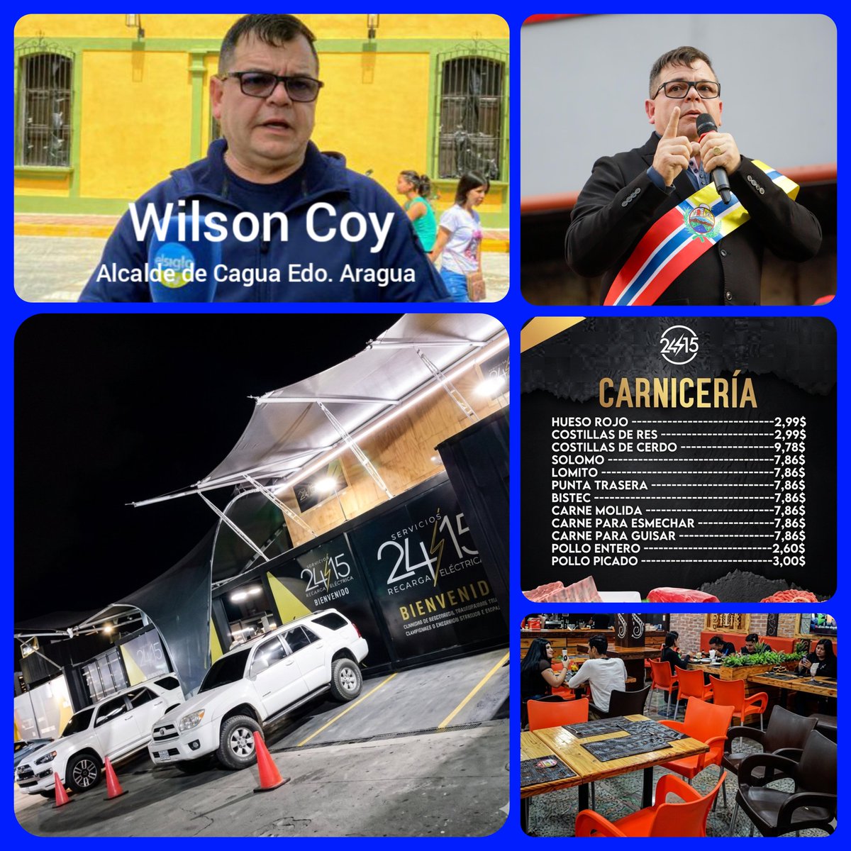 🚨El restaurante/carnicería 24/15 de Wilson Coy solo sirve para q su élite chavista coman cortes Premium de $10.
Este local es el monumento a la CORRUPCIÓN Y LA EXTORSIÓN en Cagua. Mientras asfixian a comerciantes con "vacunas" de $8.000 ¡El socialismo de ellos es hambre para ti!