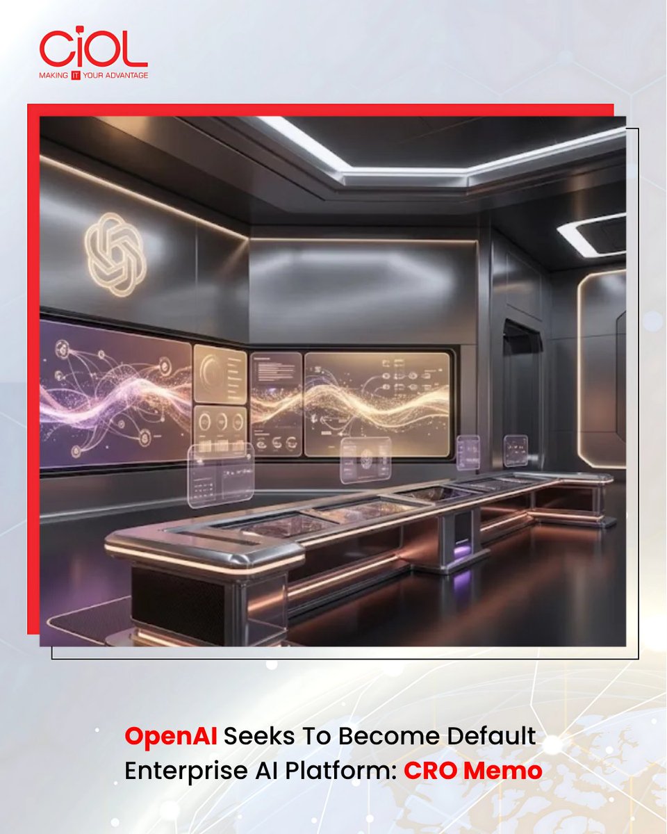 CiOL_News's tweet image. An internal memo by OpenAI CRO Denise Dresser, reported by The Verge, highlights the company’s focus on enterprise AI, agents, platform strategy, and growing competition @OpenAI @verge 

By Deepali: ciol.com/news/openai-de…

#CIOL #openAI #AI #enterprise