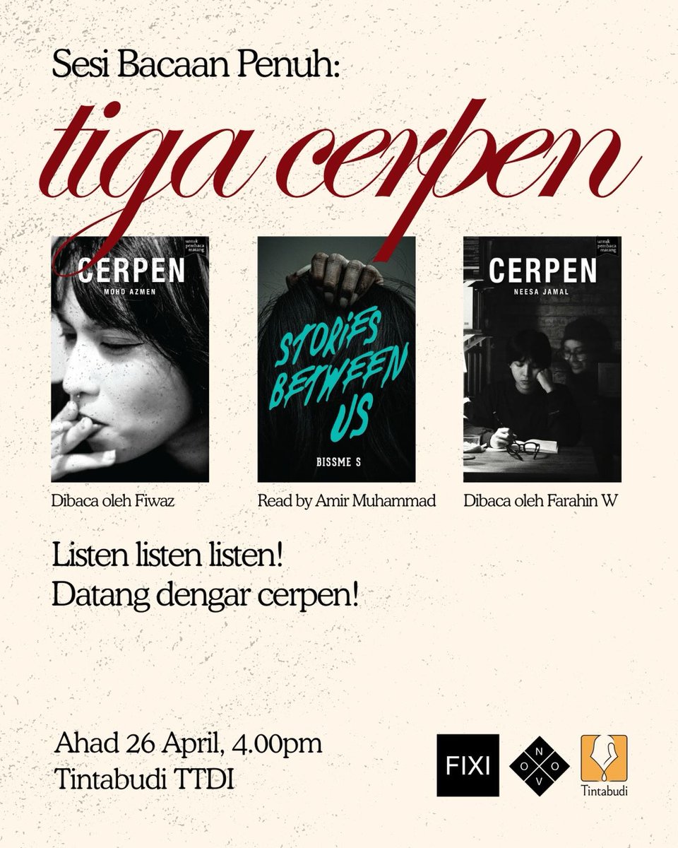 bissme's tweet image. I’m truly delighted to be part of this wonderful event!  Come by and listen to Amir Muhammad reading a story from my latest book Stories Between Us.

#StoriesBetweenUs #Fixi #Shortstories