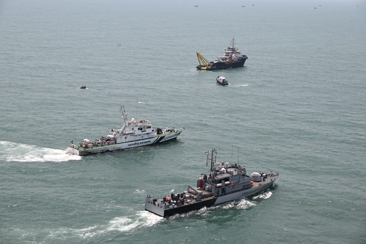 timesofindia's tweet image. #IndianCoastGuard tweets, "District HQ Andhra Pradesh conducted multi-agency Exercise #SagarKavach off #AndhraPradesh coast to validate and reinforce the coastal security architecture. The #exercise simulated a seaborne infiltration and #vessel hijacking scenarios, which were