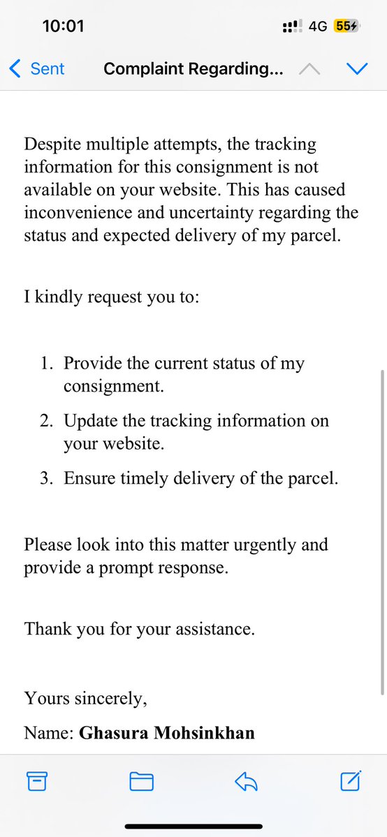 iamfejal1's tweet image. This is unacceptable.

I have already raised a complaint on your website and emailed you (proof attached), but no action has been taken.

Kindly resolve this immediately.

#ProfessionalCourier #CourierComplaint #PoorService