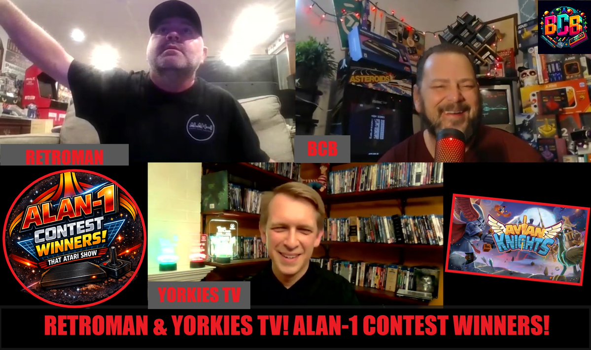 ballistikcoffee's tweet image. Tonight, I interviewed the #winners of the @Alan_1_Games #Contest! #Retroman &amp;amp; @YorkiesTV! They talk all about #AvianKnights, the past 3 contests &amp;amp; who won! Plus, more #Atari #VCS talk, why this #game console still matters &amp;amp; more! Coming this May to #ThatAtariShow! #BCB #Gaming