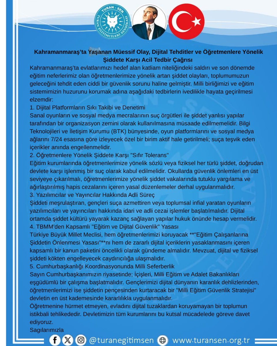 Turan Eğitimcileri Sendikası tweet media