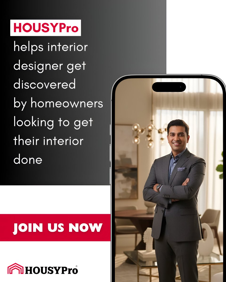 HousyProIndia's tweet image. Get discovered. Get clients. Grow your interior business with HOUSYPro. We connect you directly with homeowners ready to transform their spaces.
No more chasing leads — let the right projects find you.

#HousyPro #InteriorDesigners #InteriorBusiness #DesignLeads #HomeInteriors