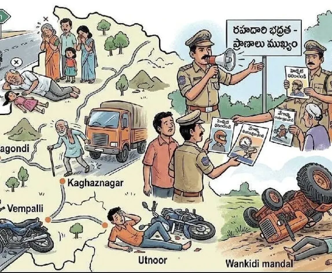 mncl_tweets's tweet photo. ఉమ్మడి ఆదిలాబాద్ జిల్లాలో రోడ్డు ప్రమాదాలు నిత్యకృత్యమవుతున్నాయి 

పోలీసులు అవగాహన సదస్సులు నిర్వహించిన అతీ వేగం, అజాగ్రత్త కారణంగా నిండు ప్రాణాలు గాల్లో కలిసిపోతుండడం ఆందోళన కలిగిస్తోంది.
@cpramagundam 
@adilabad_sp @Collector_MNCL @Collector_ADB @Collector_KB @Collector_NML https://t.co/KocP6SAtsX