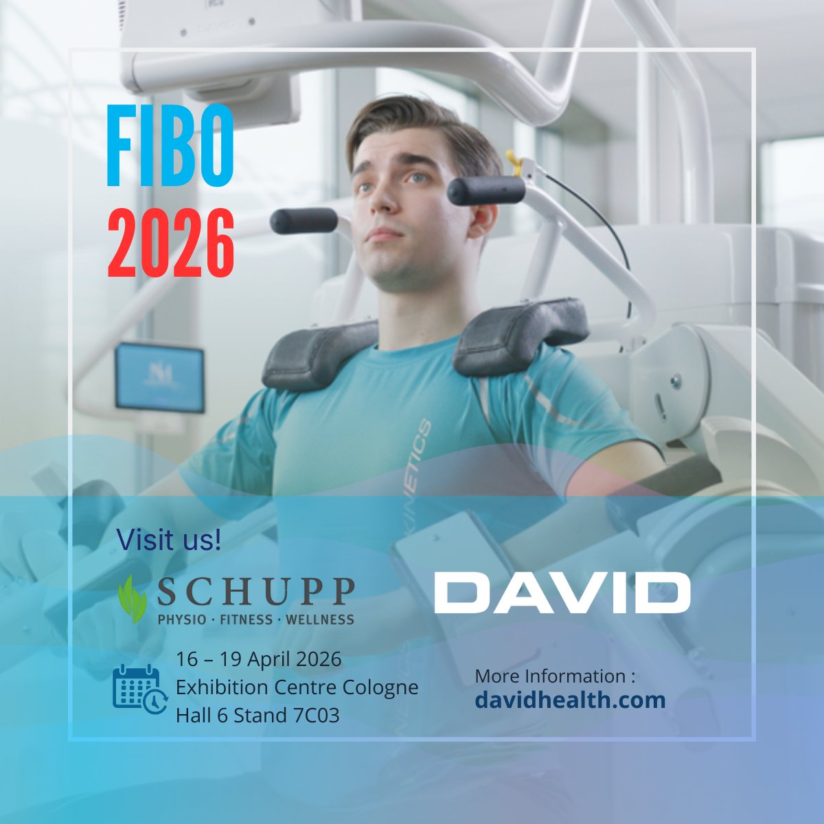 arnopar's tweet photo. We’re excited to share that our German distributor, Schupp GmbH & Co. KG, will represent DAVID Health Solutions at FIBO 2026.

At one of the world’s leading trade shows for fitness, health, and rehabilitation, visitors will have the opportunity to experience how DAVID bridges the gap between medical rehabilitation and the fitness market.

Together with Schupp, we will showcase:
✔️ Evidence-based, device-supported therapy solutions
✔️ Smart integration with EVE for data-driven rehabilitation
✔️ Scalable concepts for clinics, medical fitness, and performance centers

FIBO is where innovation meets practice, and where the future of musculoskeletal care takes shape.

We look forward to welcoming you at the Schupp booth and exploring how we can elevate rehabilitation outcomes together.

#FIBO2026 #Rehabilitation #Physiotherapy #MedicalFitness #DigitalHealth #DavidHealthSolutions #Schupp