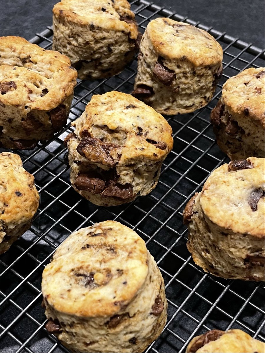 Just_Marsian's tweet photo. Today’s baking episode:
Mocha chocolate scones https://t.co/yUggafwaPe