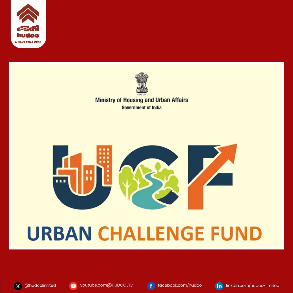 hudcolimited's tweet photo. HUDCO welcomes the launch of the Urban Challenge Fund (UCF) by the Ministry of Housing & Urban Affairs — a transformative initiative aimed at catalyzing next-generation urban development across India’s Tier 2 and Tier 3 cities. The Fund promotes the use of market-linked instruments through well-structured, bankable projects, focusing on key pillars such as Cities as Growth Hubs, Creative Redevelopment, and Water & Sanitation. By advancing sustainable regional planning and developing City Economic Regions, UCF will help channel India’s rapid urbanization into balanced economic growth, improved quality of life, and equitable opportunities across both urban and rural landscapes.

@SANJAYKUL31 @MoHUA_India @Secretary_MoHUA @mlkhattar @RBI @PMOIndia 

#HUDCO #UrbanChallengeFund
#UCFIndia #UrbanDevelopment
#MoHUA #ViksitBharat #SmartCitiesIndia
#UrbanTransformation
#SustainableCities
#UrbanPlanning
#PublicFinance
#NationBuilding
#IndiaInfrastructure
#UrbanInnovation
#AtmanirbharBharat
#FutureReadyCities