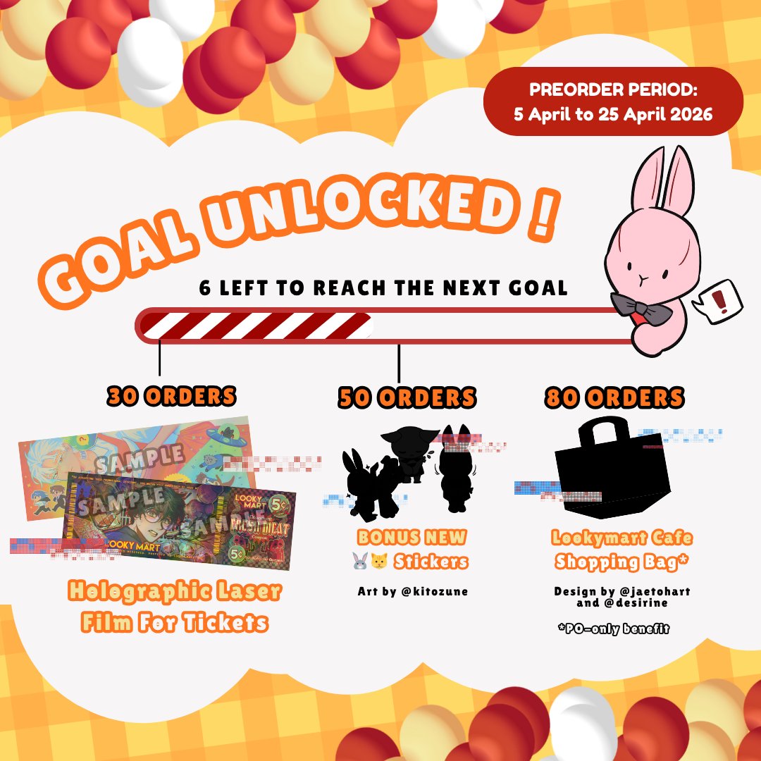 darknessrecs_sg's tweet photo. 🎉 We've unlocked our 1st goal! All tickets are now upgraded to holographic laser film finish! ✨

We are only SIX orders away from our next goal! Don't wait, get you y̴our friend̶s̴ e̴v̵̆er̴̬̆̾yo̶͉̒̅ñ̷͕͓̉e̸͇͑̀ to join the PO today!

🗓️PO ongoing until 25th April
#lookymartcafesg https://t.co/SMnOqAGRkl