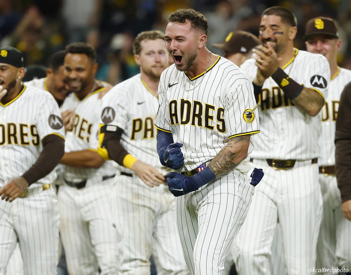 KCAlfredPhoto's tweet image. Jackson Merrill with the game winner against the Mariners at Petco Park.