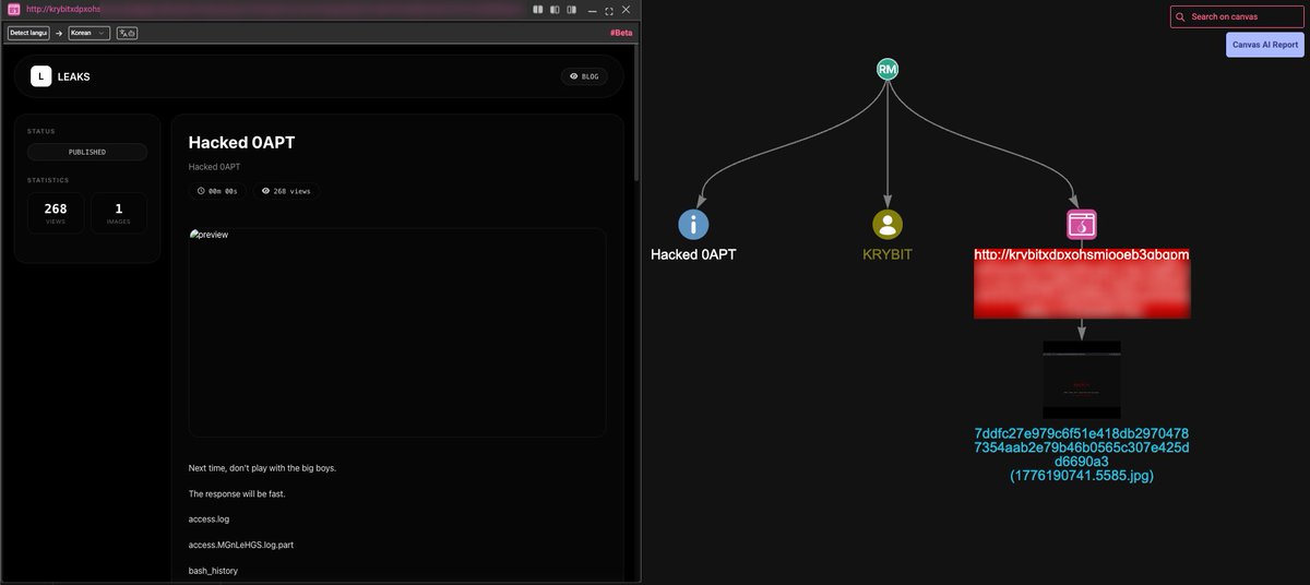 stealthmole_iol's tweet photo. 🚨 KRYBIT Incident – Escalation Timeline

Actor: 0apt (alex) vs KRYBIT

The exchange reveals a conflict between actors,
escalating from a breach and failed negotiation to a public leak and direct threats.

👉 The leak triggered the conflict. https://t.co/mk5uiqY4vz