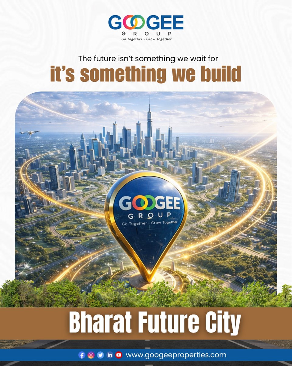 googeeproperty's tweet image. The future isn’t waited for, it’s built. Step into Bharat Future City and be part of a smarter, stronger tomorrow.
.
.
.
#BharatFutureCity #GoogeeGroup #FutureLiving #SmartCity #RealEstateIndia #InvestInFuture #UrbanDevelopment #NextGenLiving #PropertyInvestment #BuildYourFuture
