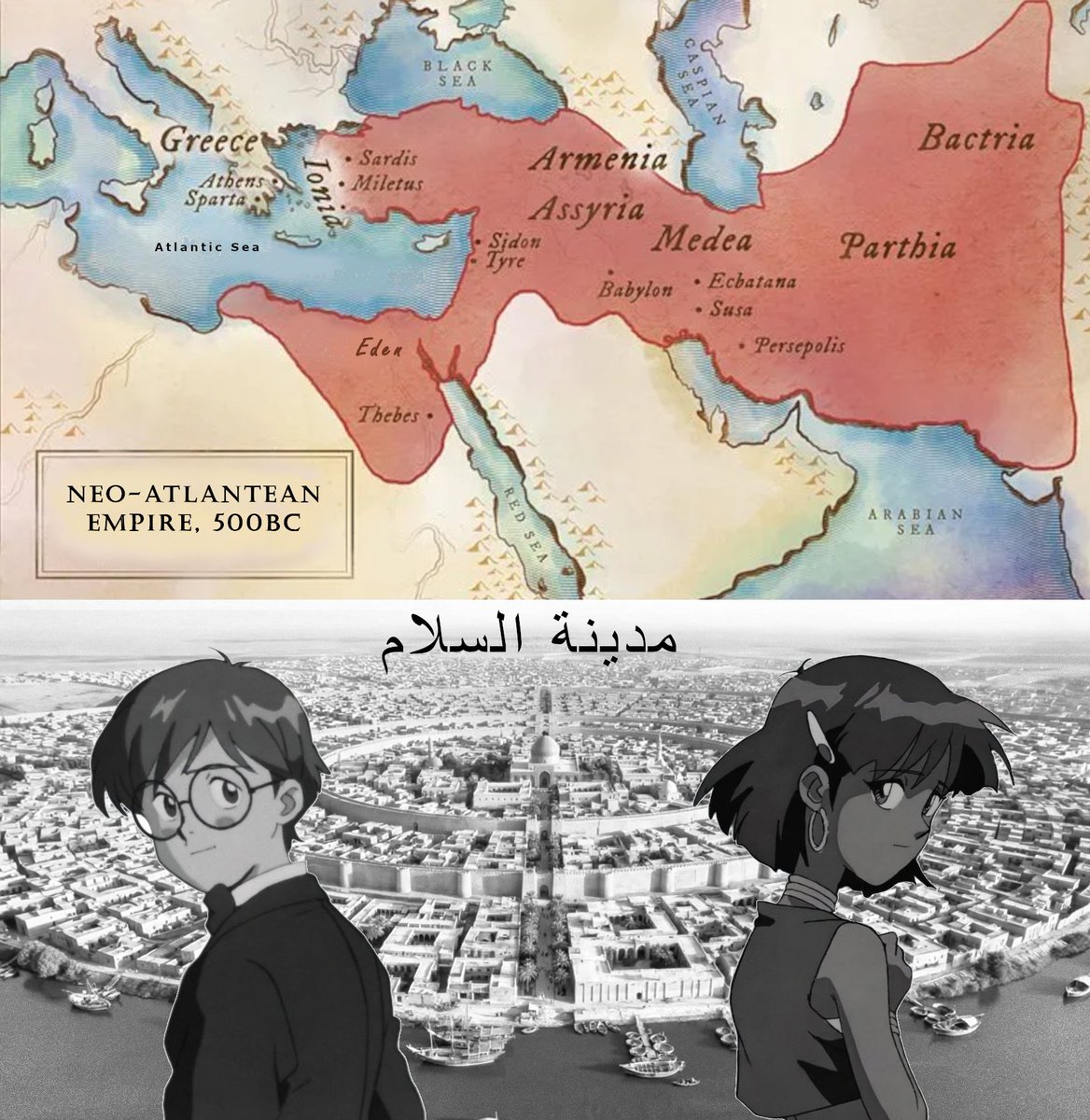 EnigmaSeekerX's tweet photo. When searching for #Atlantis Europeans fail to look toward the East due to their animosity. Truth is twisted to fit their image and likeness. But Plato's Republic makes it very clear on what Atlantis represents. History has a way of rhyming.  #IranWar‌ https://t.co/dM160a6TJO https://t.co/d6iU94ui84