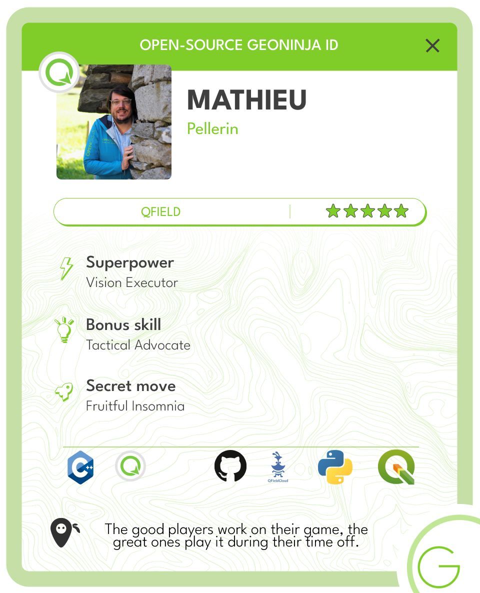 OPENGISch's tweet photo. Team Spotlight 🌟 Meet Mathieu Pellerin

QField lead dev, QGIS core contributor, FOSS4G regular, and living proof that "the great ones play it during their time off."

 Fruitful Insomnia isn't just  his secret move, it's a lifestyle. 🙌 https://t.co/ikBqKm8y2I