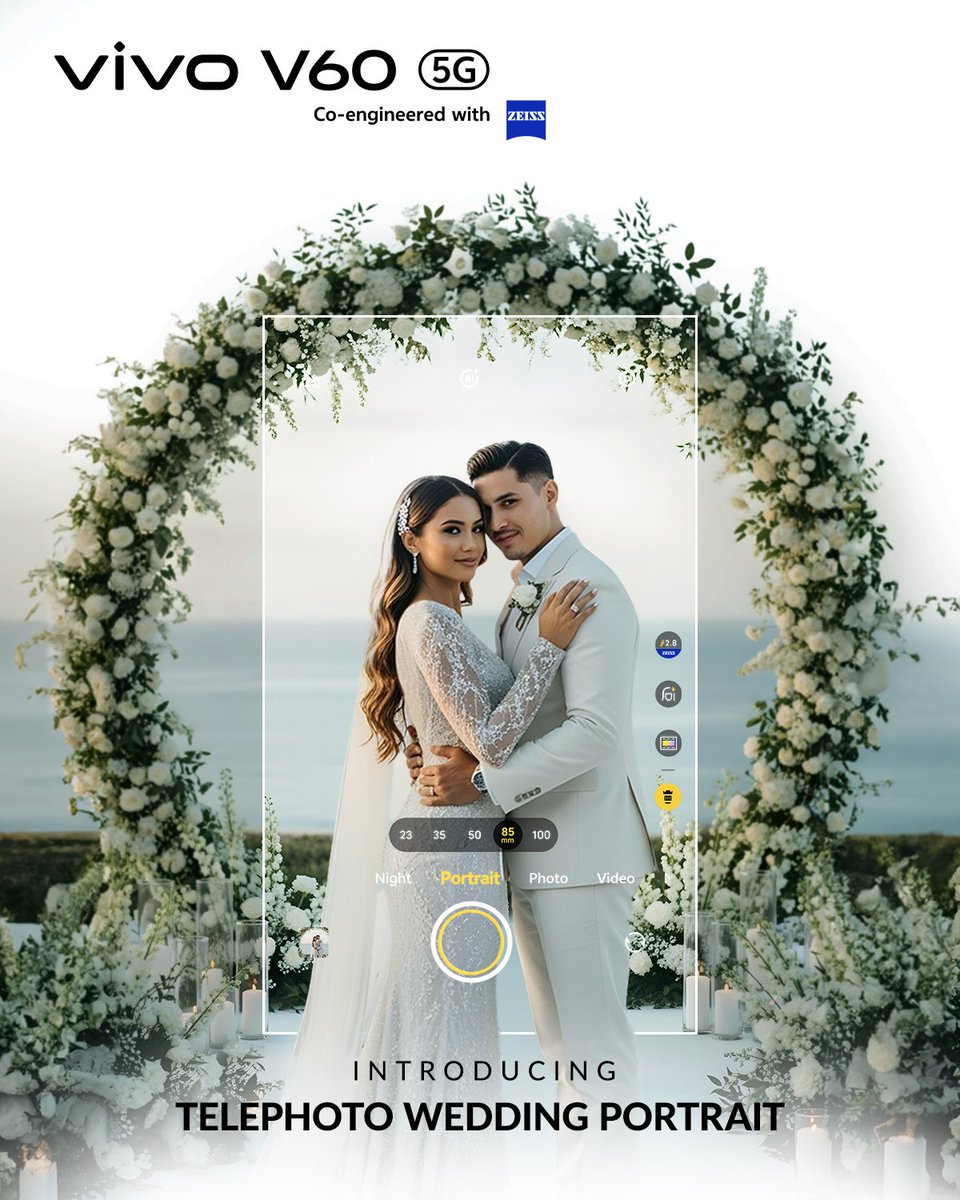 _rodneyrodfour's tweet image. Every love story deserves a perfect frame. 💍
With the vivo V60 5G, telephoto portraits bring you closer to the moments that matter most
#vivoV60 #PortraitPhotography