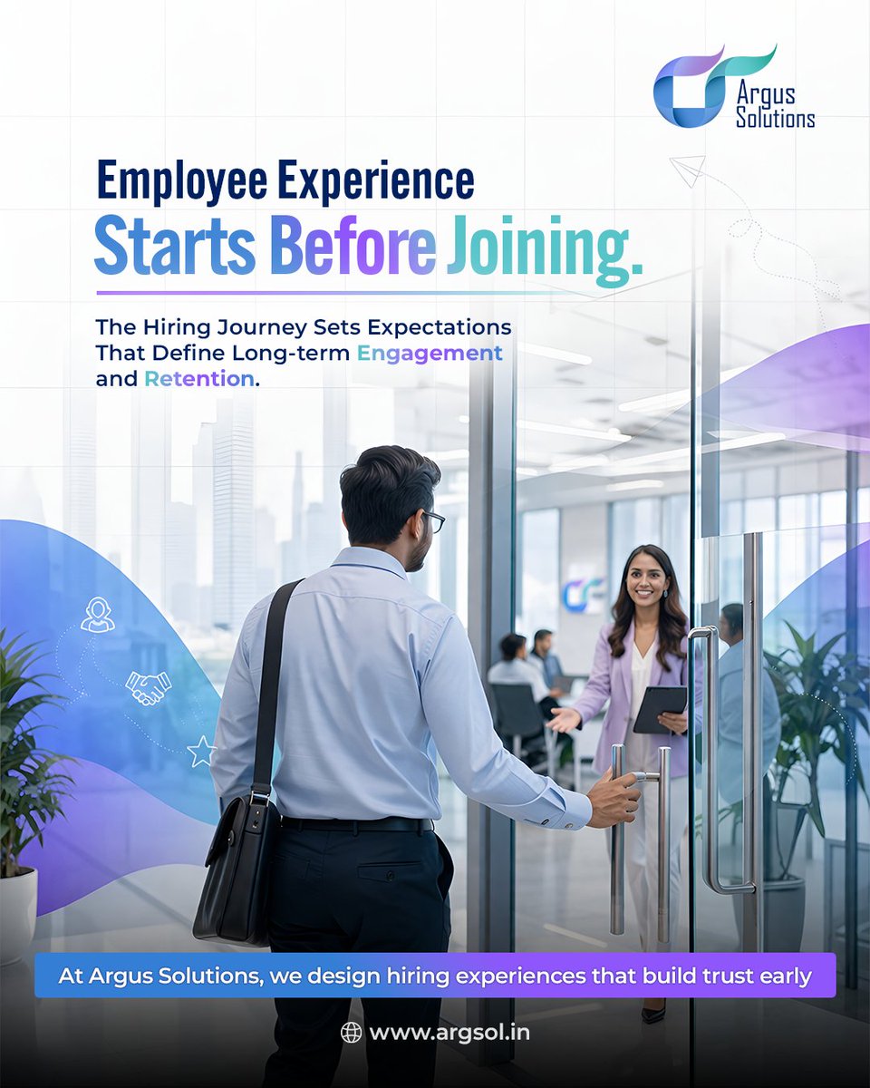 argsol01's tweet photo. Employee experience starts before Day 1.
The hiring journey defines trust, engagement, and retention.

#EmployeeExperience #Hiring #FutureOfWork #HR #argussolutions https://t.co/AZ2Tqe55up