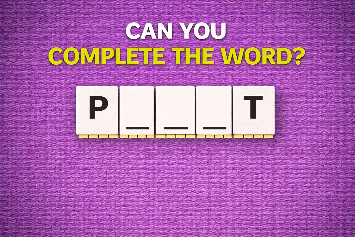 MalikAlyza's tweet image. Complete the word: P _ _ _ T
What’s your answer? 🤔
Comment below 👇
👉 Tag your friends and test them too!

#Puzzle #BrainTeaser #GuessTheWord #Challenge #FunGameChallenge