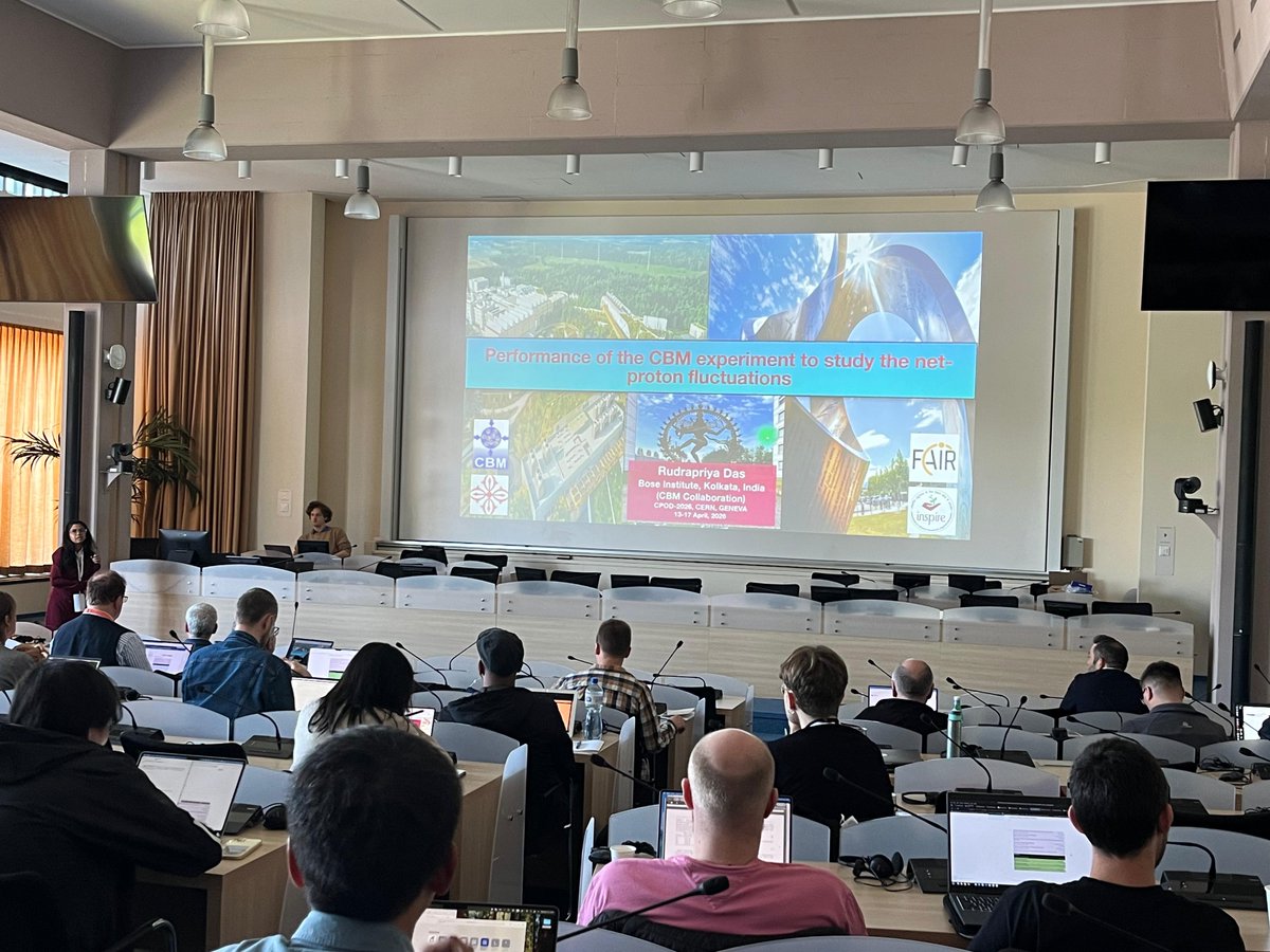 bose_institute's tweet photo. Ms. Rudrapriya Das, SRF, working with Prof. Supriya Das, Dept. of Physical Sciences, made an oral presentation on 'Performance of the CBM Experiment to study the net proton fluctuations' at CERN, Geneva, Switzerland during April 13 - 17, '26. @
@IndiaDST #Physics #IndiaInScience https://t.co/q1Mz2AjqJ1