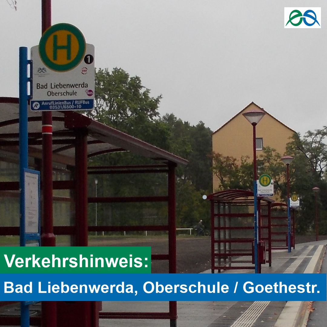 de_vmee's tweet photo. #Verkehrshinweis #BadLiebenwerda, #PlusBus560, Bus 524, 565, 570, 575, 577, 578: Vom 20. bis 24.04.26 entfallen die Halte Oberschule und Goethestr. Ersatzhalte befinden sich in der Berliner Straße, Ecke H.-Heine-Str. Grund: Bauarbeiten in der Heinrich-Heine-Str. #ElbeElster https://t.co/dyIjcHtMTZ