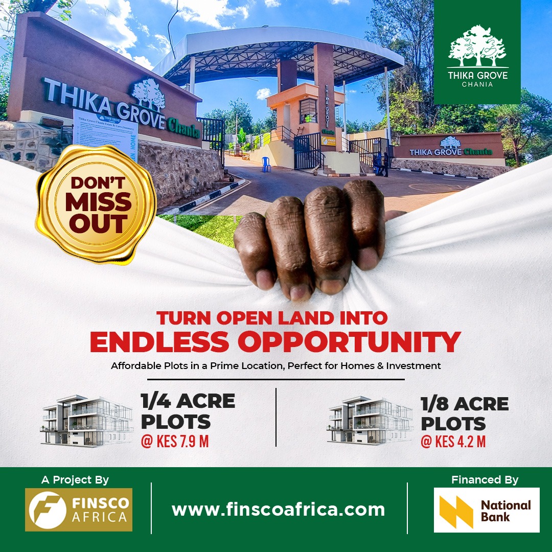 FinscoAfrica's tweet image. This is more than land — it’s your future taking shape.
📍 Limited plots available — act now!
📞 Book your site visit today
🌐 finscoafrica.com

#FinscoAfrica #ThikaGroveChania #LandInvestment #OwnYourFuture #RealEstateKenya #InvestSmart #PrimeProperty #DontMissOut