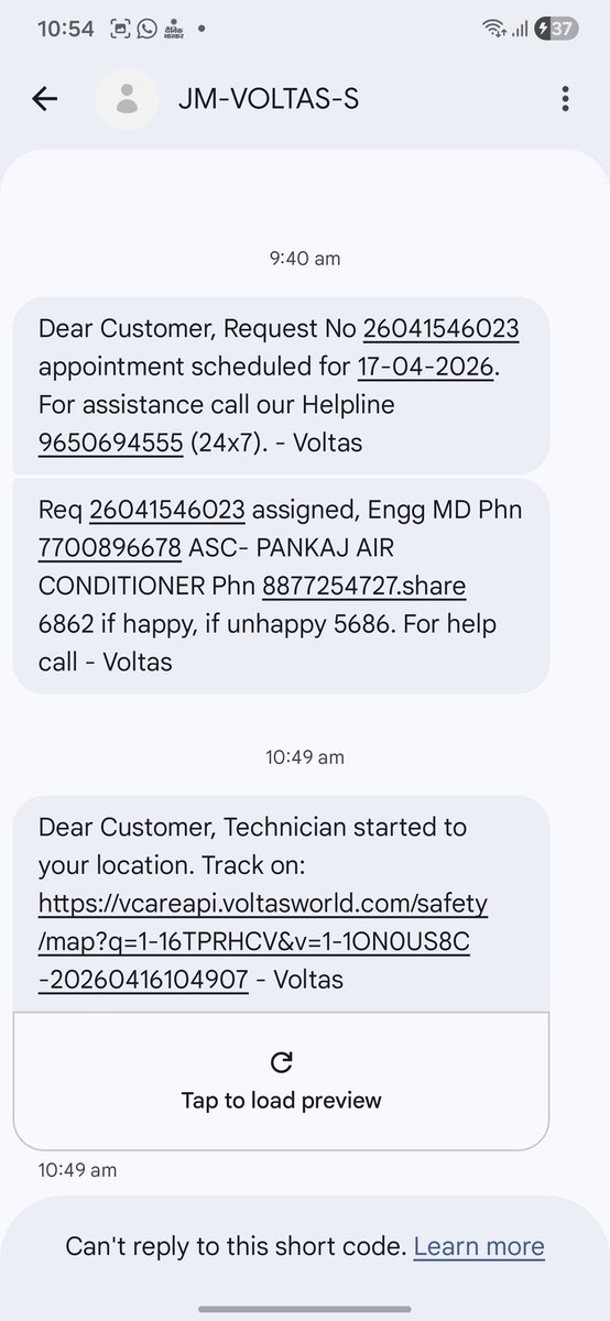 manish4178's tweet photo. @myvoltas After making tweet is got a message that my problem will be resolved today but without resolving  or even visiting they marked it closed  and got the message it has been resolved very shame @TataCompanies @myvoltas https://t.co/p0ZtcaWseC