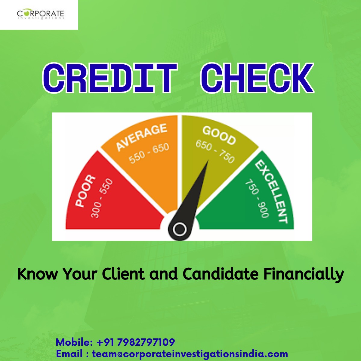 CorporateInve10's tweet image. Make informed hiring decisions with reliable credit checks. Gain insights into financial stability, manage risk, and stay compliant.

#CreditCheck #BackgroundVerification #RiskManagement #HiringCompliance #CIIPL