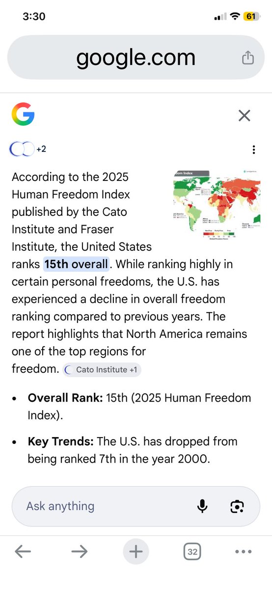 GayeMccabe's tweet photo. @KantorKutyus @BulwarkOnline @campbellclaret @Timodc The us is no where the top of the world freedom index- you’re 15th mate https://t.co/aJegFnPegi