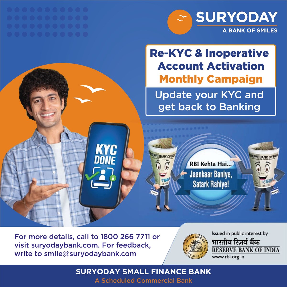 SuryodayBank's tweet image. Stay compliant. Stay secure.
Update your KYC details with ease and keep your account active.

#kyc #compliance #secure #bankofsmiles #suryodaybank