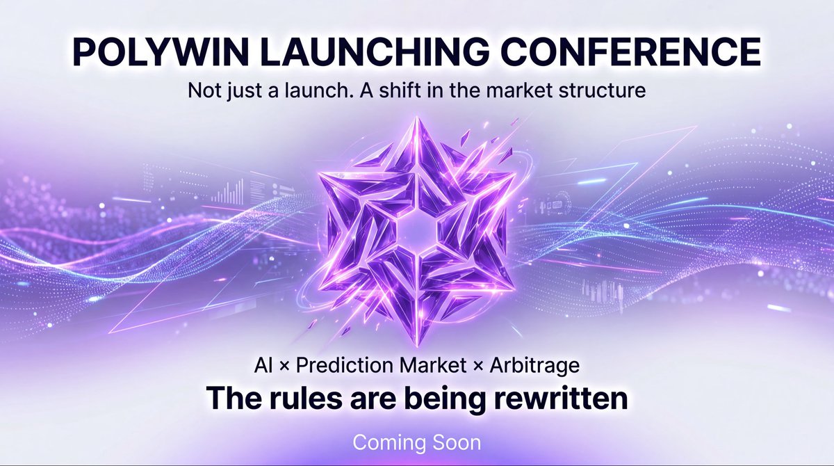PolyWin_Ai's tweet photo. POLYWIN LAUNCHING CONFERENCE 🚀

Not just a launch. A shift in the market structure. 🧬

AI × Prediction Market × Arbitrage
The rules are being rewritten.

⏳ Coming Soon.

#PolyWin #LaunchingConference https://t.co/RQyt0H29H9