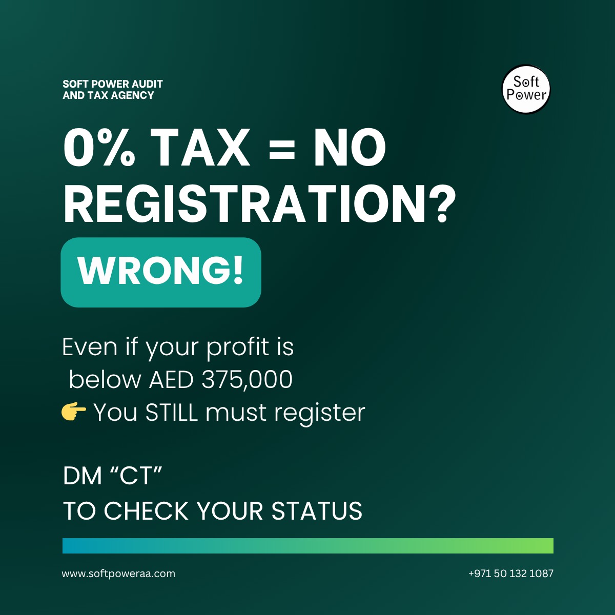softpoweraa's tweet photo. 0% tax doesn’t mean no compliance.
Even if your profit is below AED 375,000, corporate tax registration is still mandatory in the UAE.
Avoid penalties—stay compliant. https://t.co/I0LDDOjff0