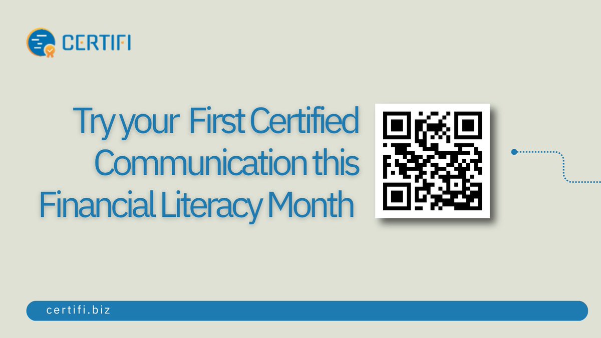 certificcs's tweet photo. This Financial Literacy Month, go beyond awareness.
Make every financial communication recorded, traceable, and provable.

#CERTIFI #FinancialLiteracyMonth #April #LegalTech https://t.co/ujUEMkOy23