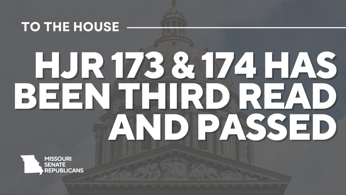 MOSenateGOP's tweet image. HJR 173 &amp;amp; 174 has been third read and passed. The bill was handled in the Senate by Senator Trent. #moleg