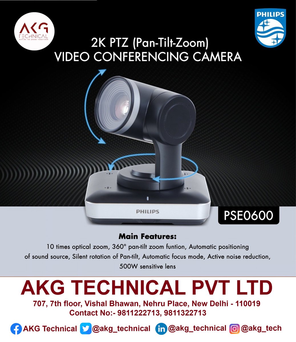 akg_technical's tweet image. Upgrade your meetings with crystal-clear clarity 🎥✨ 2K PTZ power for smarter video conferencing!#VideoConferencing #PTZCamera #2KCamera #SmartMeetings #OfficeTech #BusinessSolutions #AVSolutions #ConferenceSetup #TechUpgrade #AKGTechnical 🚀