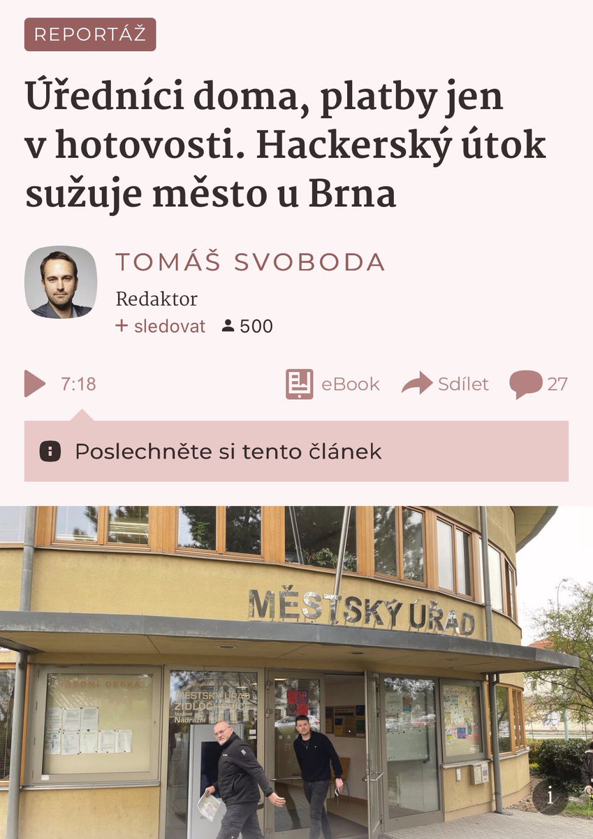 rostman's tweet photo. Víte o nějaké velké firmě, co by měla podobné potíže? Nevíte…
Protože se o kyberbezpečnost ty firmy starají samy, automaticky.
Přesto má stát potřebu do toho těm firmám kecat, schválil na to zákon a teď podporuje i evropskou regulaci.
Potíže s kyberbezpečností má přitom především stát a samosprávy 🤷🏻♂️