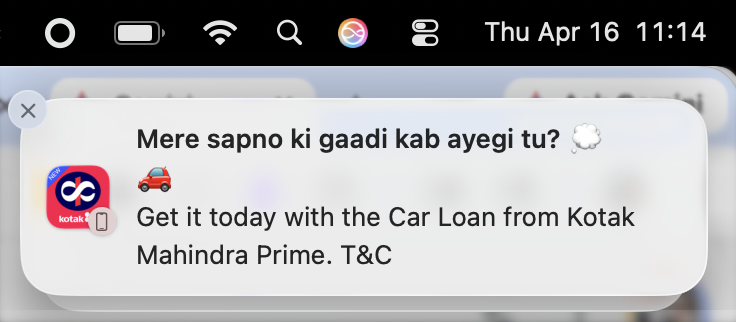 yaneshtyagi's tweet photo. @KotakBankLtd would you please stop sending nonsense notifications like below? Banking is a serious thing and I expect only meaningful and serious messages from you. It's not a teenager's joke. CC: @udaykotak https://t.co/YexlM9cCUp