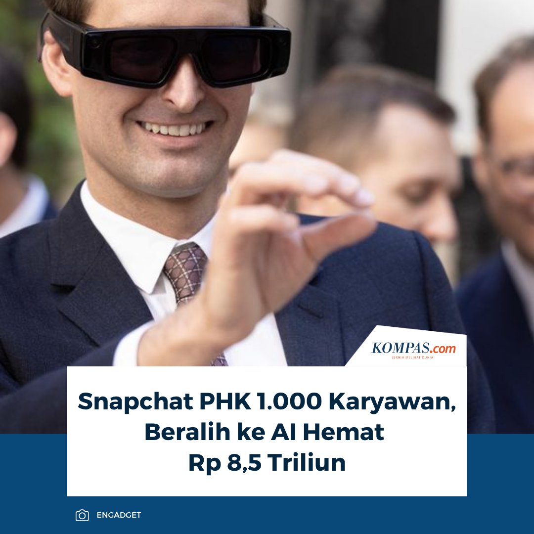 KompasTekno's tweet image. Snap, perusahaan induk aplikasi Snapchat memangkas sekitar 1.000 karyawannya atau setara sekitar 16 persen tenaga kerja full-time dan menghapus lebih dari 300 posisi yang belum terisi karyawan baru.

👉🏻Baca di sini tekno.kompas.com/read/2026/04/1…

~AM #Snapchat #PHK #KecerdasanBuatan