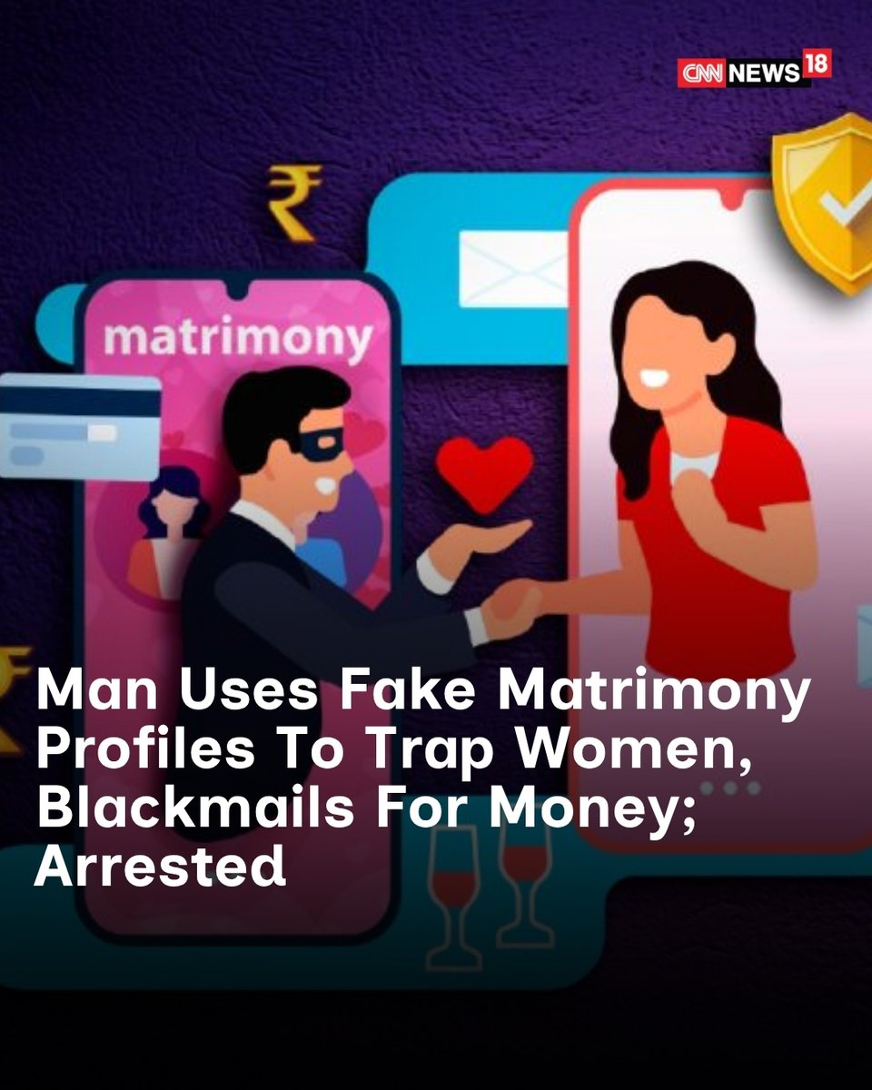 CNNnews18's tweet image. A 35-year-old man created fake profiles on matrimony sites to trap women and then extort money by blackmailing them with their intimate pictures.

#scam #fake #MarriageScam #fakeprofile #blackmail

news18.com/india/man-uses…