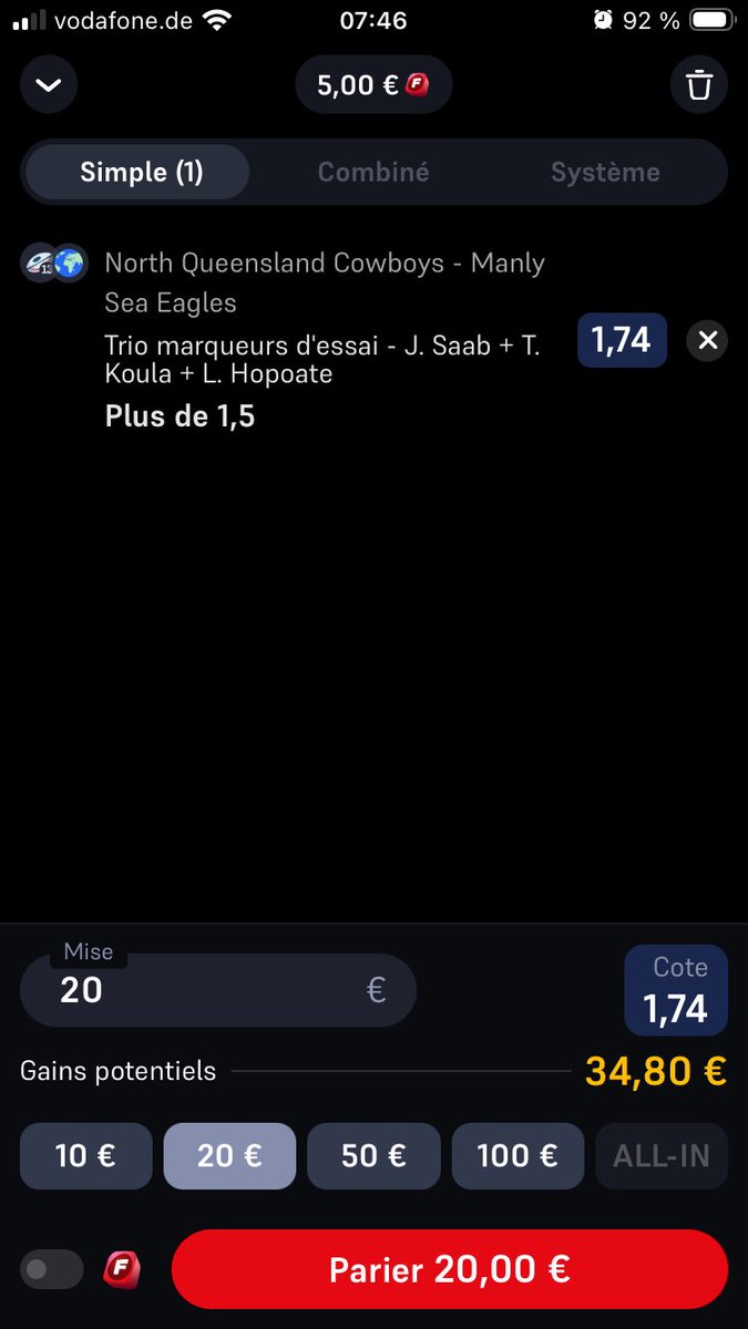 ElProfesorBDT's tweet photo. Bonjour @Betclic ? Visiblement un souci d’ajustement sur vos duo/trio NRL. Vous êtes très largement en dessous de la concurrence. Que pasa ? Merci par avance pour @LaTeamBDT ! https://t.co/W9OBBsdTnl
