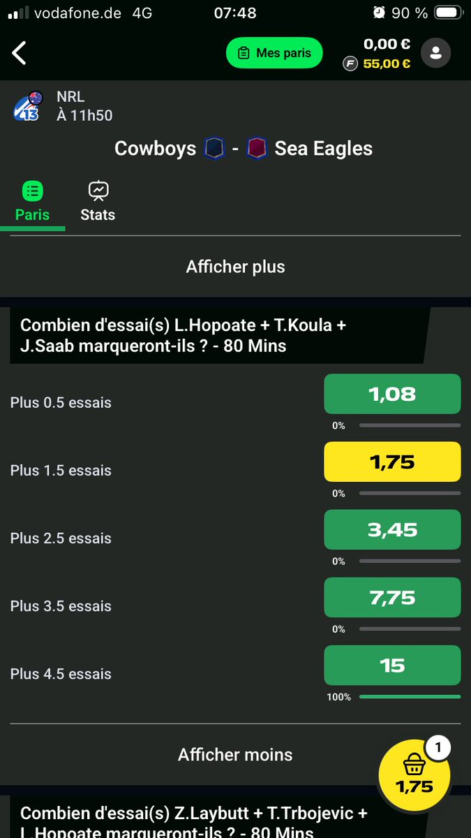 ElProfesorBDT's tweet photo. Bonjour @Betclic ? Visiblement un souci d’ajustement sur vos duo/trio NRL. Vous êtes très largement en dessous de la concurrence. Que pasa ? Merci par avance pour @LaTeamBDT ! https://t.co/W9OBBsdTnl
