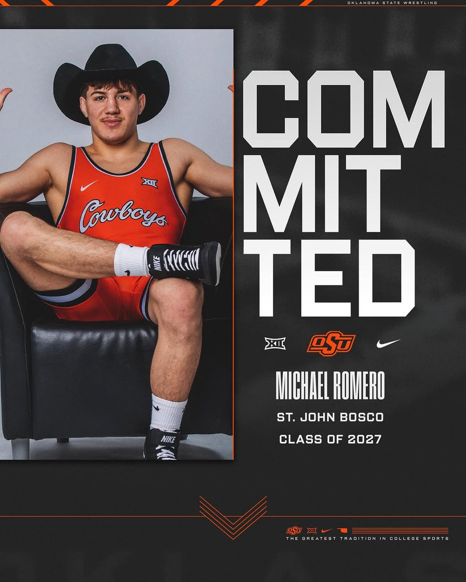 The Cowboys pick up another Cali kid! Michael Romero is ranked #3 at 150 lbs by <a href="/MatScouts1/">MatScouts</a>

California state champ
Fargo champ
Doc B champ

🤠