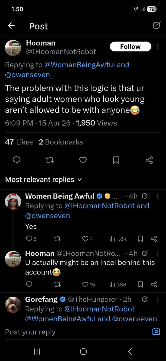 MrMiddleFinger_'s tweet photo. @TheHungerer @IHoomanNotRobot @WomenBeingAwful @owenseven_ They literally agreed to what you're saying they didn't say.  Maybe you shouldn't speak for other people, it makes you look like a retard https://t.co/lVKLztc4xc