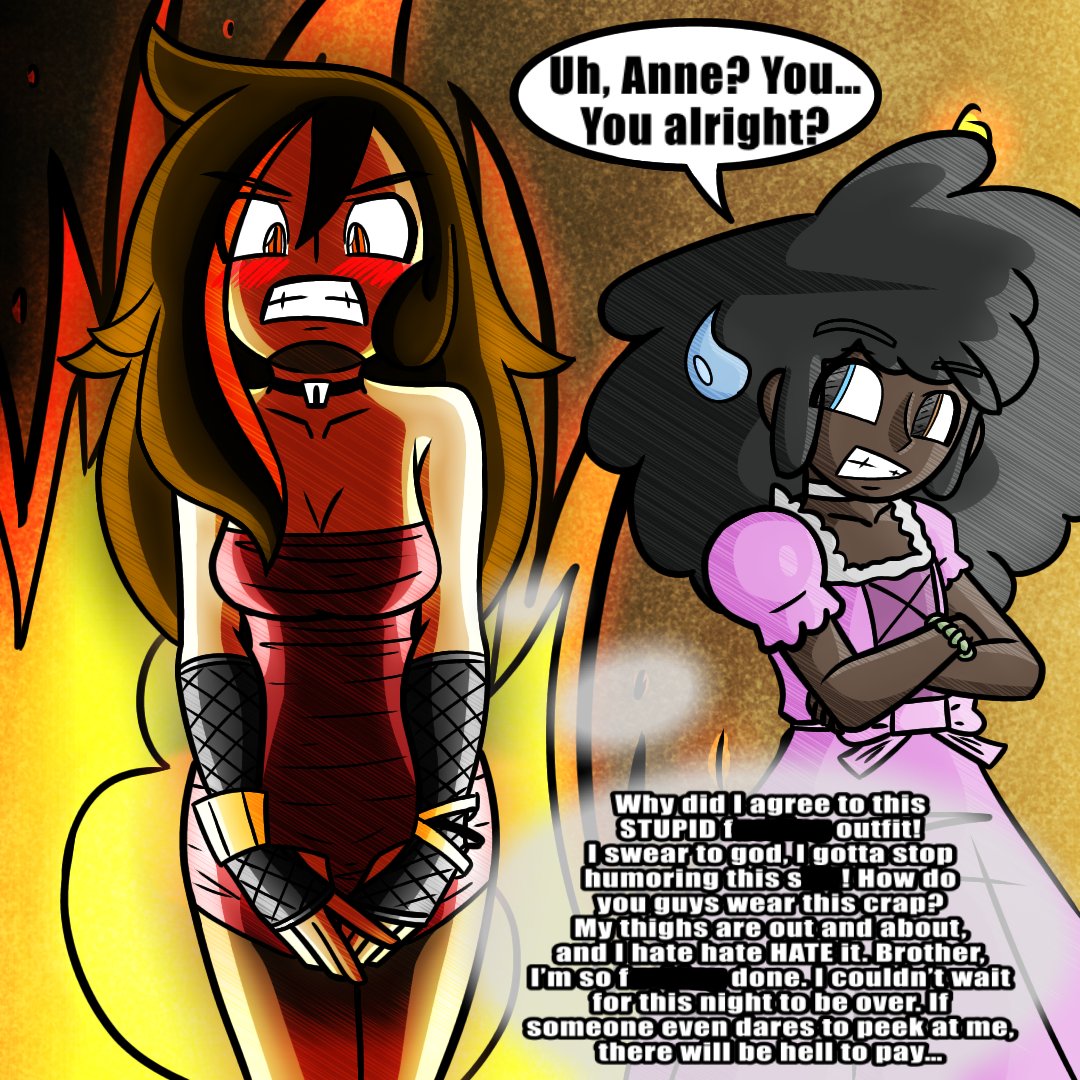 Genkia87's tweet photo. Anna with Trey (OC from a user on tiktok), unhappy with the outfit she agreed to wear. Had fun drawing this, both for having the opportunity to draw this users OC and to test my new 14 inch drawing tablet! 

#art #drawing #painting #sketch #ibispaint #girlcharacter #dressup #cute https://t.co/2RU2UYTH9E