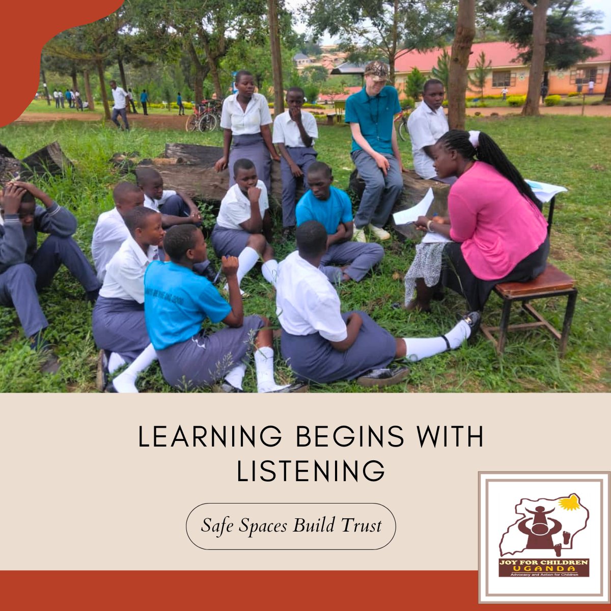JOYFORCHILDREN's tweet image. Learning begins with listening.

Safe spaces help girls build trust—and that’s where real learning happens.
Your sponsorship helps JFCU create programs where youth feel heard.

#ListenToGirls #SafeSpaces #JoyForChildrenUganda #YouthEmpowerment @GirlsFirstFund @Mglsd @GirlRising