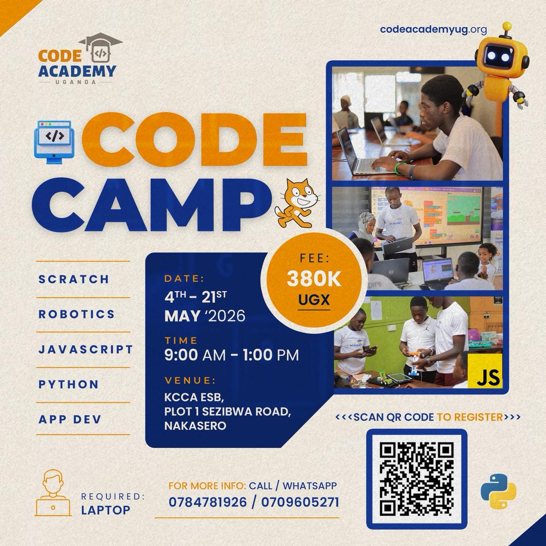 code_academy_ug's tweet image. Registration is Open but limited slots. The decision that makes your child stand out is this. Scan the Code or Tap codeacademyug.org/register to sign up. #Code #Holiday #Parents #robotics
