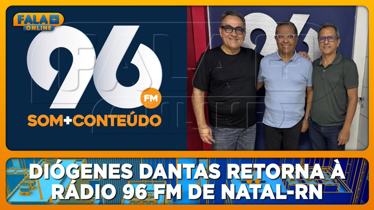 falamaisonline's tweet photo. Diógenes Dantas retorna à Rádio 96 FM de Natal-RN.
https://t.co/DUtpHXqyx4
#Rádio96FM #96FMNatal #Rádio #FalaMaisOnline https://t.co/oiYvkdmE0V