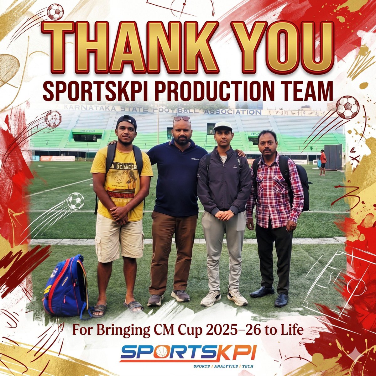 SportsKPI's tweet image. Grateful for the team that makes it all happen behind the scenes 🙌
Bringing the CM Cup 2025–26 to life, one frame at a time. 🎥⚽️

#SportsKPI #ProductionTeam #BehindTheScenes #CMCup