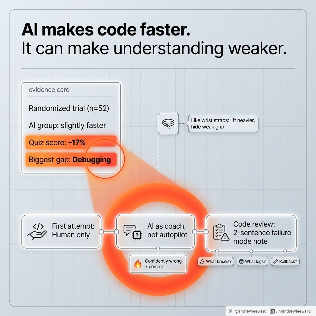 AI coding tools are like wrist straps in the gym: they let you lift heavier, but they can hide weak grip.

I love these tools. We use them. We will keep using them.

But if you are leading a team, there is a failure mode that does not show up in your sprint report.

The team