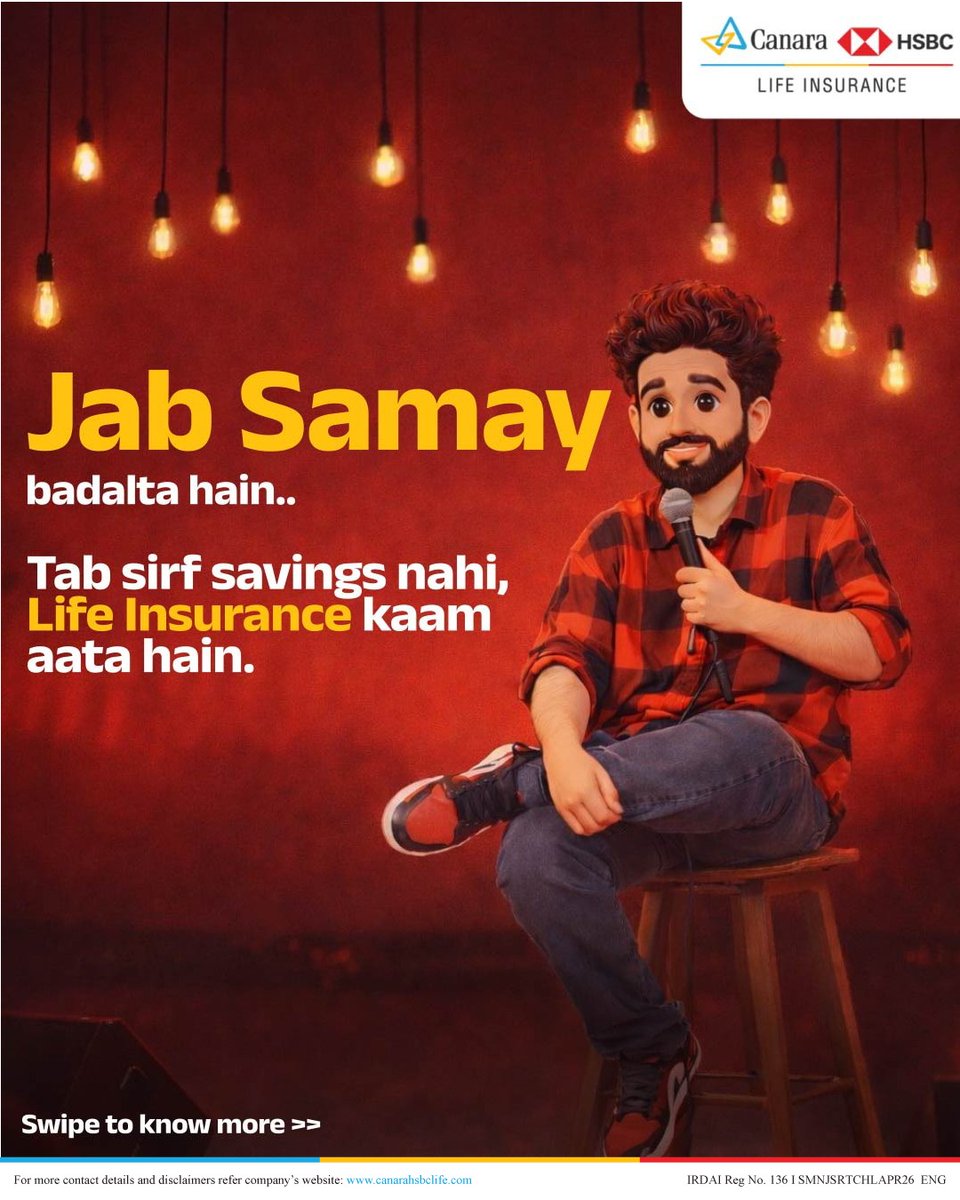 CanaraHSBCLI's tweet image. Samay ka khel hai boss…
Kabhi achha, kabhi bura.
You can’t control time,
but you can control how prepared you are.

Savings help…
 Life Insurance protects.
Because time will change.
Your family’s security shouldn’t.

#LifeInsurance #FinancialSecurity #CanaraHSBCLifeInsurance