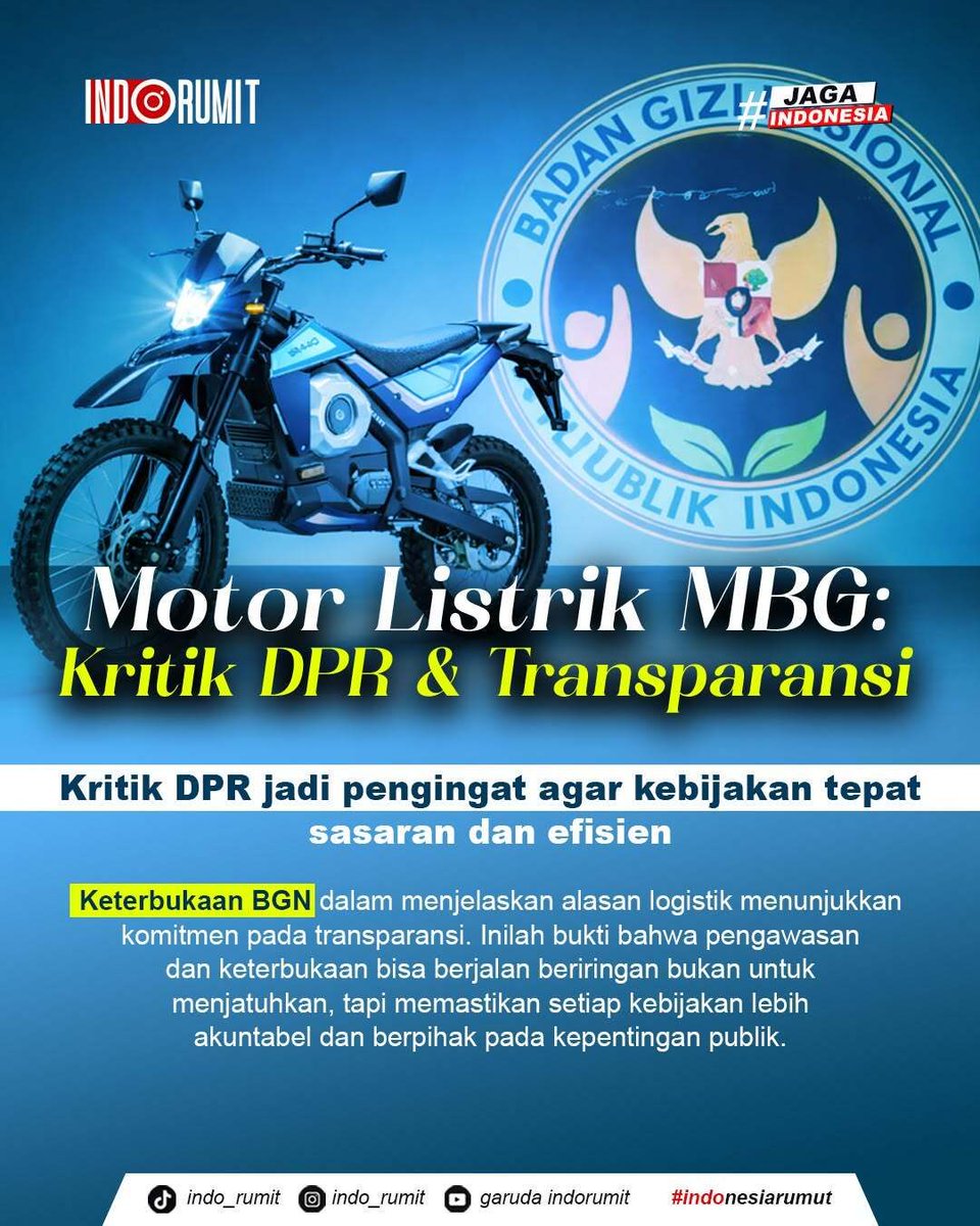 KorbanSMS's tweet photo. Penting nih! Anggaran gizi anak 100% aman. Motor dibeli buat operasional biar makanan bergizi sampai lebih cepat ke pelosok. Jangan sampai kita salah paham sama isu yang beredar. #JagaIndonesia #GiziAnak #MotorOperasional https://t.co/Om6wK8ciFf