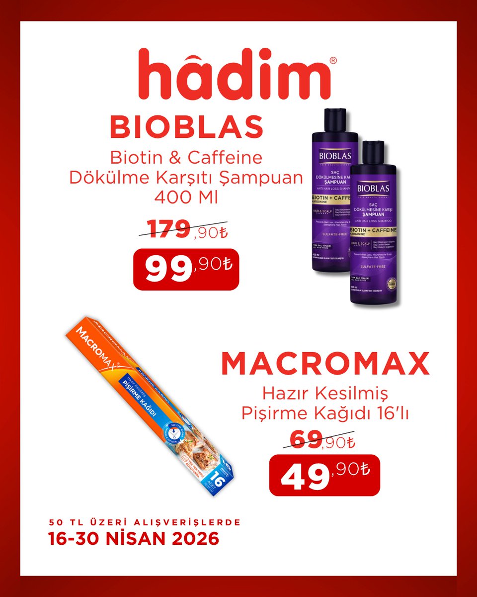 HadimAVM's tweet photo. 16 - 30 Nisan tarihleri arasındaki fırsatları kaçırmayın🎉
Keyifli alışverişler dileriz🛒

https://t.co/NnvXilrZwS https://t.co/dtAAG1w2ka